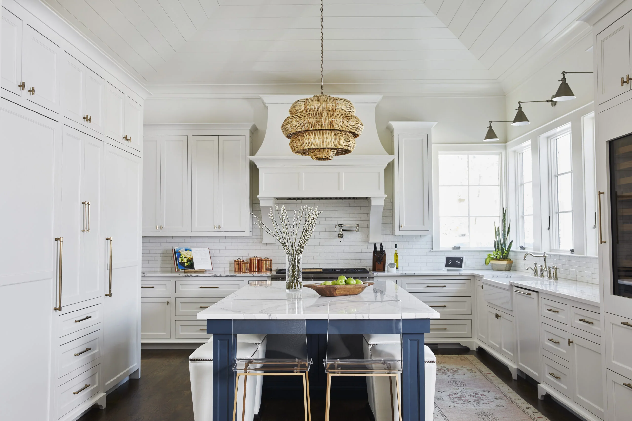 Decorative lighting fixtures in a finished interior space