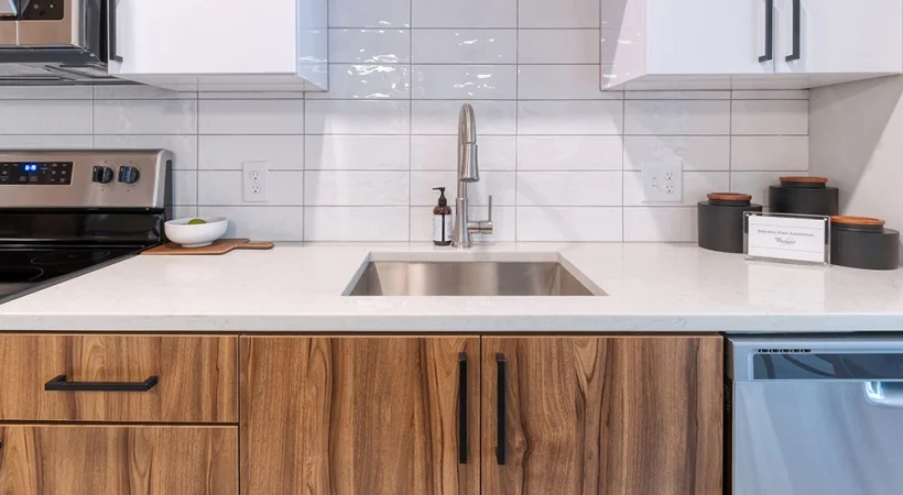 Installed kitchen cabinetry in a finished multifamily unit